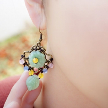 Vintage Colored Glaze Alloy Korvakorut