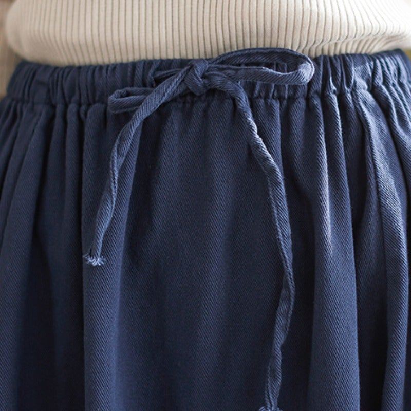 Kevätsyksyn Retro Solid Casual Löysä A-linjainen Hame