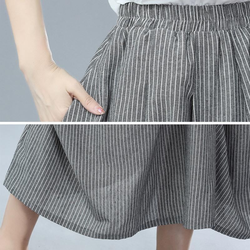 Plus Size Summer Stripe Epäsäännöllinen Puuvillahame
