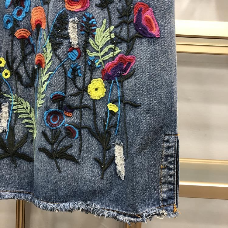 Syksy Talvi Vintage Kirjonta Denim Naisten Hame