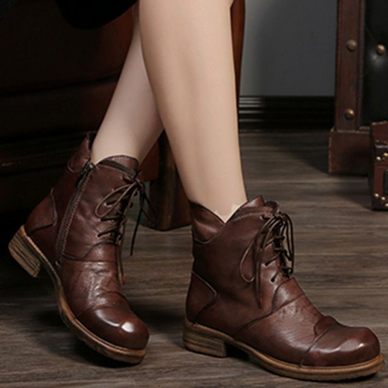 Nahkaiset Paksut Korkokengät Martin Boots