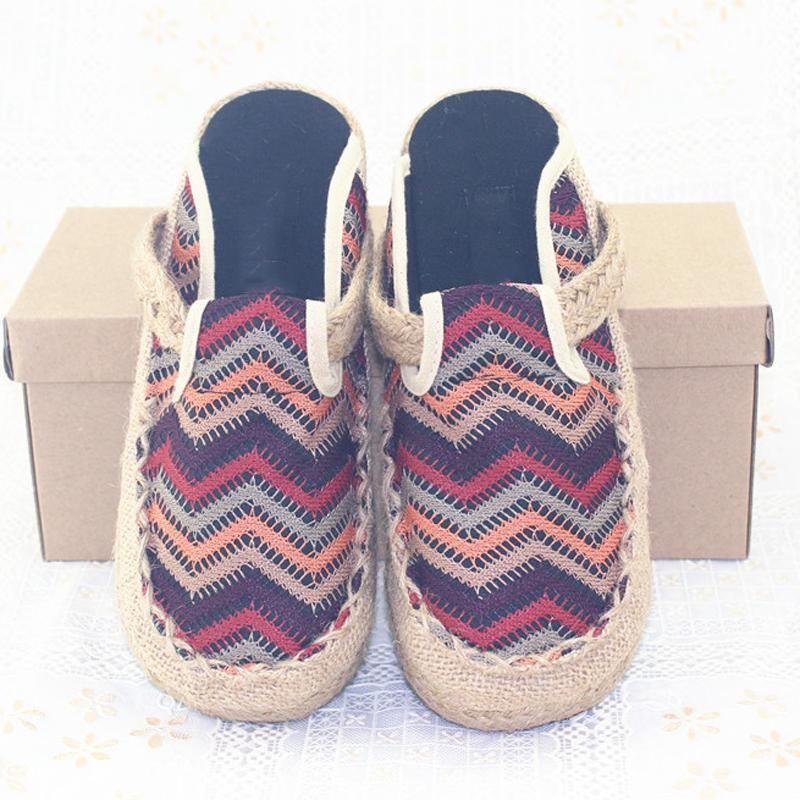 Naiset \u0026 Mies Kotikankaat Rento Folk-tyylinen Slip-on Palmikko Retrotossut 35-44