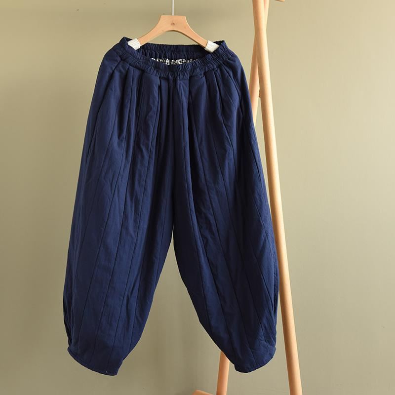 Talvi Retro Stripe Paksut Puuvillapehmustetut Housut